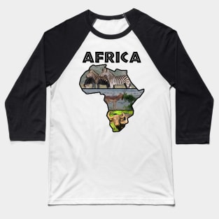 African Wildlife Continent Collage Map Baseball T-Shirt